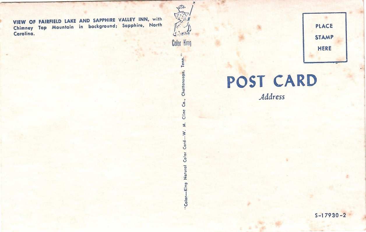 1956 Inn Post Card Back