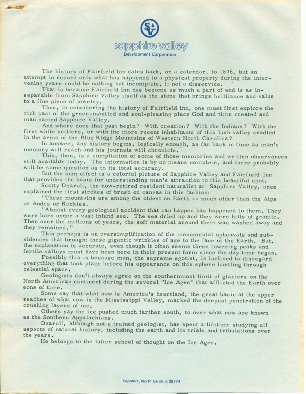Sapphire Valley History Jim Ryan